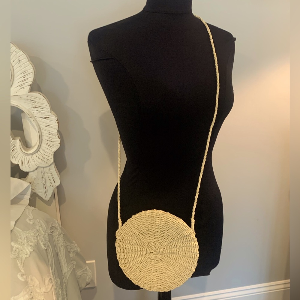 The Beach People natural straw crossbody purse